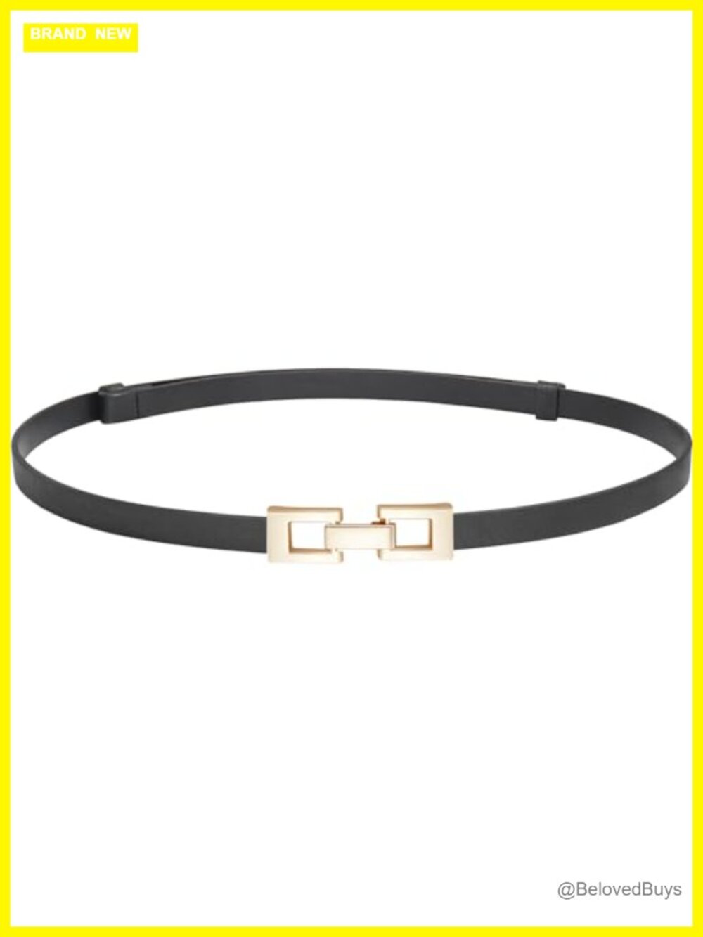 Glamorstar Skinny PU Leather Waist Belt Gold Buckle for Dresses Women's